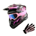 thumbnail image 1 of 1Storm Youth Kids Motocross Helmet BMX MX Bike Helmet Teenager Racing Style Youth_HF801; Racing Pink + Goggles + Skeleton Glove Bundle, 1 of 8
