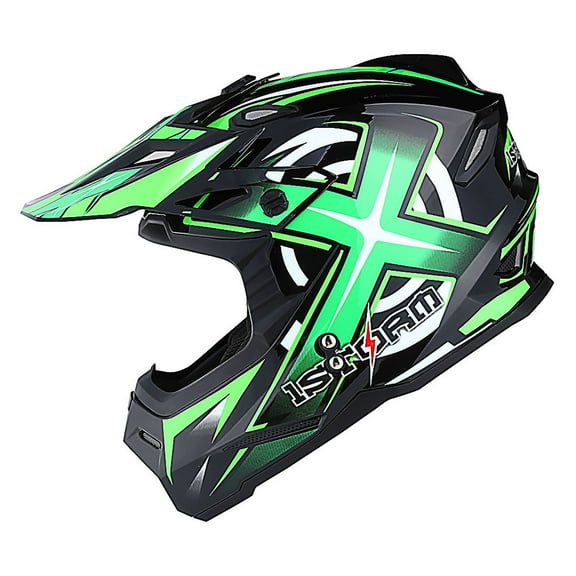 1Storm Youth Kids Motocross Helmet BMX MX Bike Helmet Youth_HF801 Teenager Racing Style Racing Green