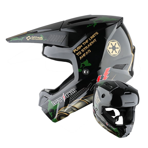 1Storm Youth Motocross Helmet Kids ATV Helmet BMX MX Dirt Go Kart Teenager T602 DVader Golden