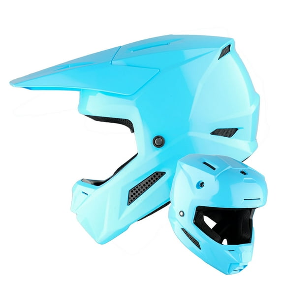 1Storm Youth Motocross Helmet Kids ATV Helmet BMX MX Dirt Bike Go Kart Teenager T602 Glossy Cyan