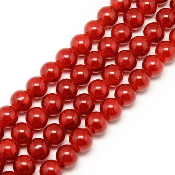 1Strand Baking Painted Crackle Glass Beads Strands Round Red 8mm Hole: 1.3~1.6mm about 100pcs/strand 31.4 inch