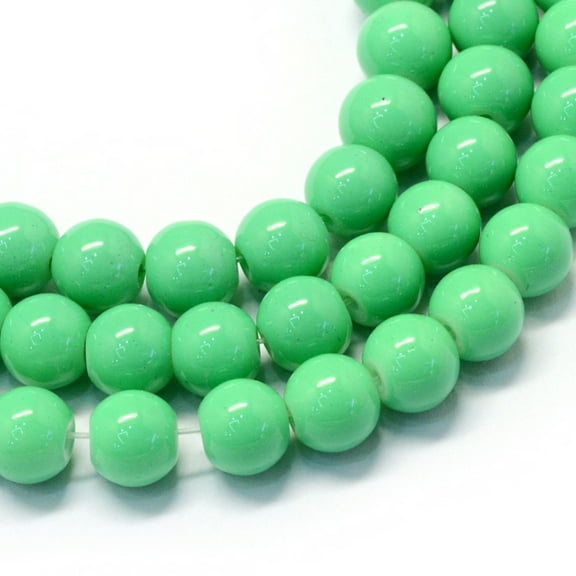 1Strand Baking Painted Glass Round Bead Strands Medium Spring Green 8.5~9mm Hole: 1.5mm 105pcs/strand 31.8 inch