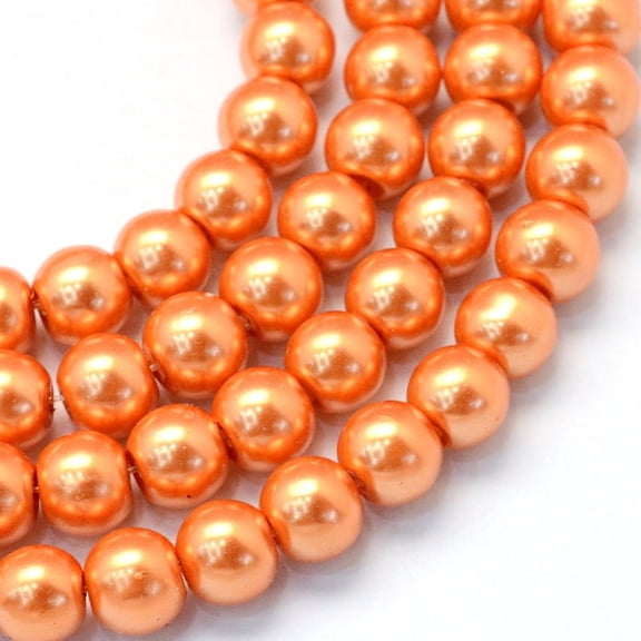 1Strand Baking Painted Pearlized Glass Pearl Round Bead Strands Dark Orange 10~11mm Hole: 1.5mm about 80~85pcs/strand 31.4 inch1.5mm