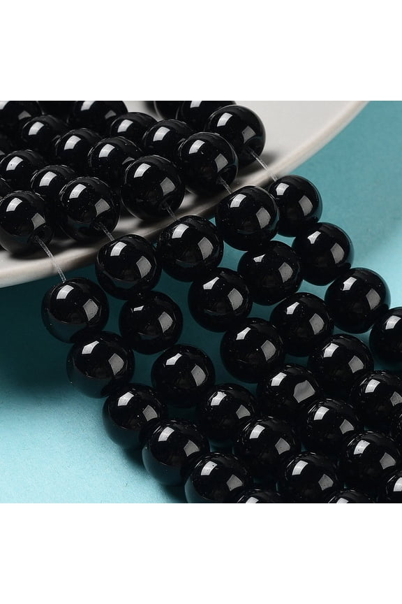 1Strand Black Glass Pearl Round Loose Beads For Jewelry Necklace Craft Making 10mm Hole: 1mm about 85pcs/strand