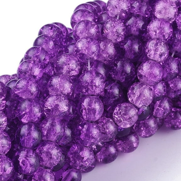 1Strand Blue Violet Crackle Glass Round Beads Strands for DIY Jewelry 8mm Hole: 1.3-1.6mm 31.4 inch