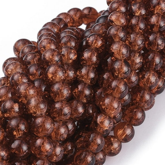 1Strand Crackle Glass Round Beads Strands Saddle Brown 8mm Hole: 1.3~1.6mm about 100pcs/strand 31.4 inch