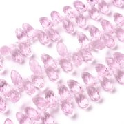1Strand Crystal Glass Beads Strands Top Drilled Beads Faceted Teardrop Pearl Pink 13x6mm