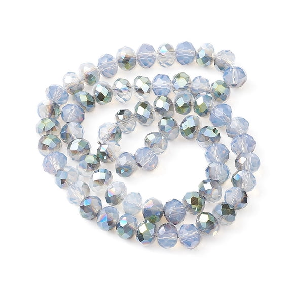 1Strand Electroplate Transparent Glass Beads Strands Imitation Jade Beads Half Green Plated Faceted Rondelle Lavender 8x6mm Hole: 1mm about 65~68pcs/strand 15.7~16.1 inch(40~41cm)