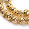 thumbnail image 1 of 1Strand Electroplated Natural Lava Rock Bead Strands Round Bumpy Golden Plated 12mm Hole: 1.5mm 30pcs/strand 15.35 inch(39cm), 1 of 2