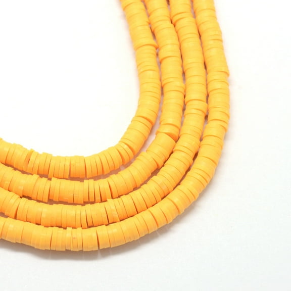 1Strand Flat Round Handmade Polymer Clay Bead Spacers Gold 4x1mm Hole: 1mm 380~400pcs/strand 17.7 inch