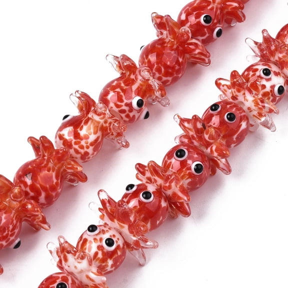 1Strand Handmade Bumpy Lampwork Beads Strands Octopus Red 15~20x22~24x22~24mm Hole: 1.6mm 30pcs/strand 17.72 inch~21.65 inch(45~55cm)