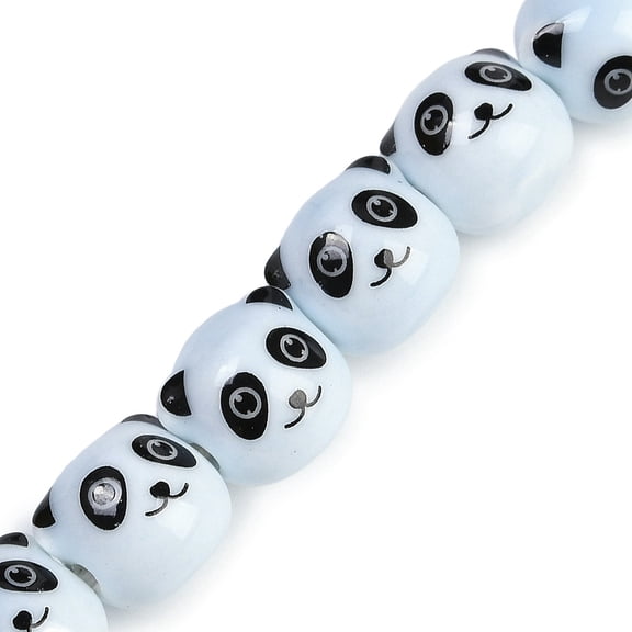 1Strand Handmade Porcelain Beads Strands Panda Azure 12x11.5x11mm Hole: 2mm about 28pcs/strand 12.40''(31.5cm)