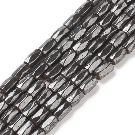 1Strand Magnetic Synthetic Hematite Beads Strands Eighteen Facets Tube Black about 5mm in diameter 8mm long about 50pcs/strand hole: about 1mm 16 inch