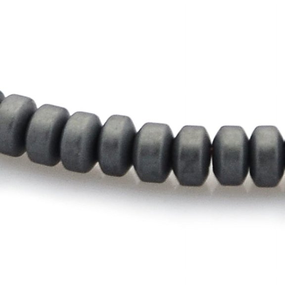 1Strand Matte Style Frosted Non-magnetic Synthetic Hematite Column Beads Strands Black 3x2.3mm Hole: 1mm about 180pcs/strand 15.7 inch