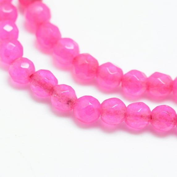 1Strand Natural Agate Bead Strands Dyed Faceted Round Magenta 3~3.5mm Hole: 0.5mm about 124~126pcs/strand 14.5~14.8 inch