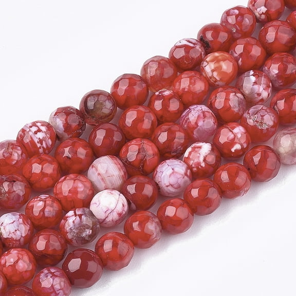 1Strand Natural Agate Beads Strands Dyed Faceted Round FireBrick 6mm Hole: 1mm about 63pcs/strand 14.5 inch