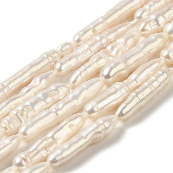 1Strand Natural Baroque Pearl Keshi Pearl Beads Strands Cultured Freshwater Pearl Grade 4A+ Column Old Lace 10~29x4.5~7mm Hole: 0.5mm about 16~18pcs/strand 14.80~15.24''(37.6~38.7cm)
