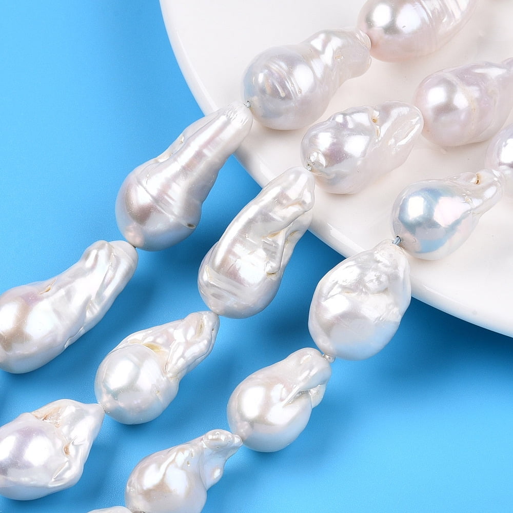 1Strand Natural Baroque Pearl Keshi Pearl Beads Strands Cultured Freshwater Pearl Seashell Color 13~35x12~16.5x12~16mm Hole: 0.7mm about 15~26pcs/strand 15.75 inch~16.54 inch(40cm~42cm)