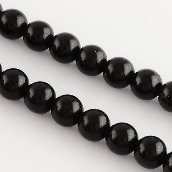 1Strand Natural Black Onyx Round Bead Strands Dyed 4mm Hole: 1mm 91~95pcs/strand 14.3 inch