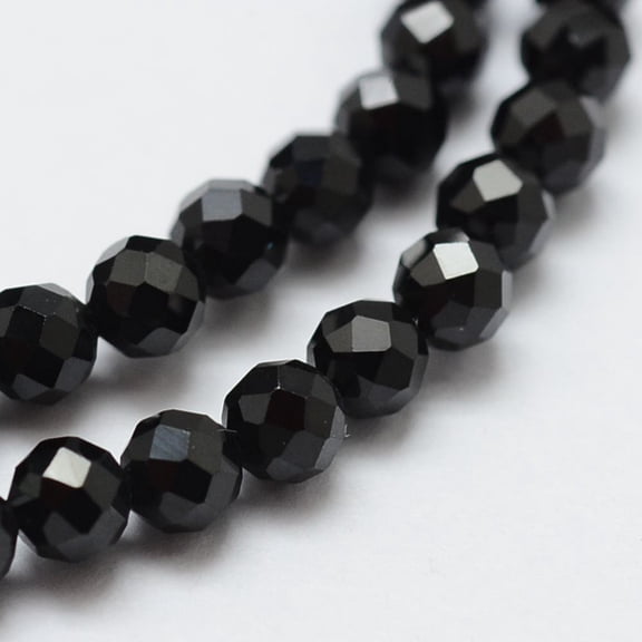 1Strand Natural Black Spinel Beads Strands Faceted Round 3mm Hole: 0.5mm 132pcs/strand 14.8 inch