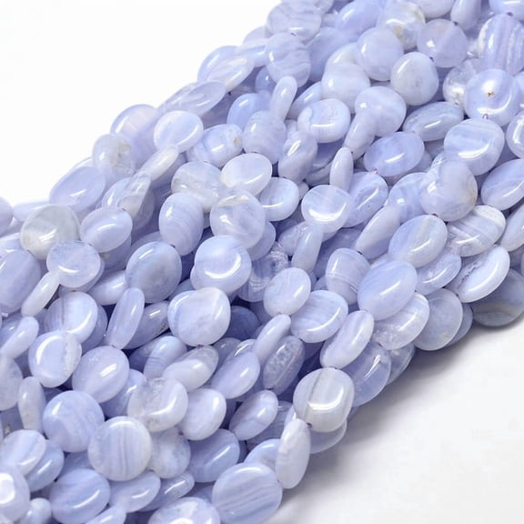 1Strand Natural Blue Lace Agate Gemstone Bead Strands Tumbled Stone 9~12x8~13x5~7mm Hole: 1mm about 15.3 inch~15.7 inch