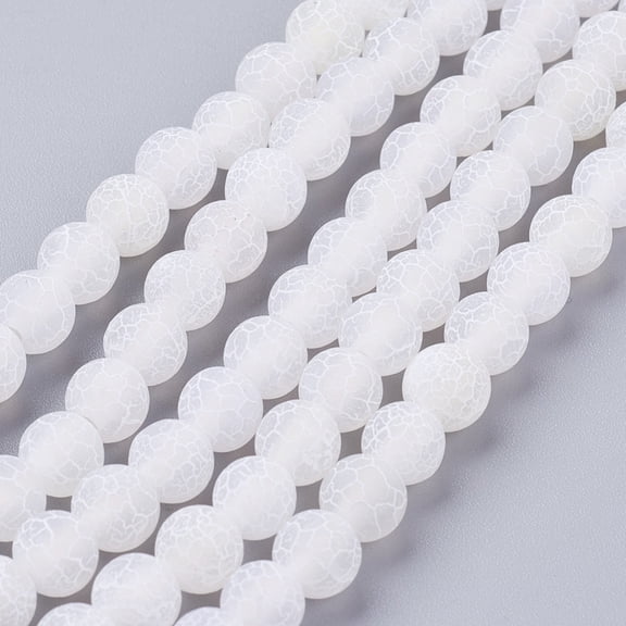 1Strand Natural Crackle Agate Beads Strands Dyed Round Grade A White 6mm Hole: 1mm 63pcs/strand 15.5