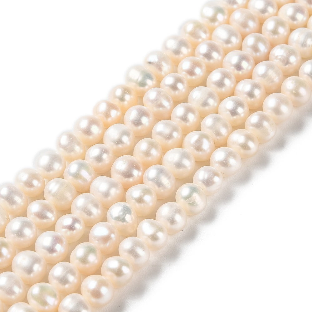 1Strand Natural Cultured Freshwater Pearl Beads Strands Grade 3A WhiteSmoke 6~7x6~7mm Hole: 0.6mm about 59pcs/strand 14.25~14.37 inch