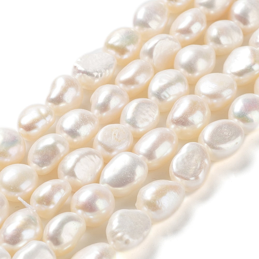 1Strand Natural Cultured Freshwater Pearl Beads Strands Grade 6A Seashell Color 9~10x8~9x8~9mm Hole: 0.6mm about 36~37pcs/strand