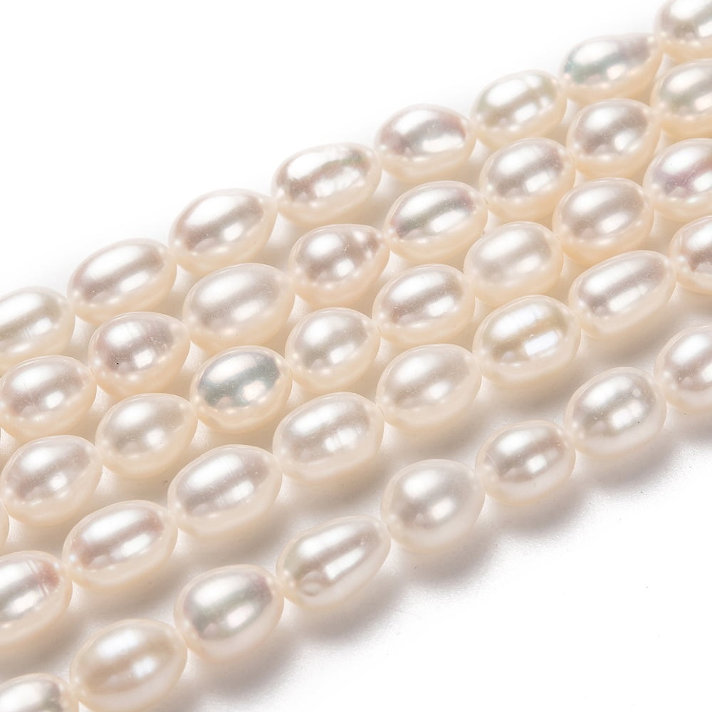 1Strand Natural Cultured Freshwater Pearl Beads Strands Rice Bisque 7~8x6mm Hole: 0.7mm about 44~45pcs/strand 15''(38.1cm)