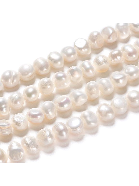 1Strand Natural Cultured Freshwater Pearl Beads Strands Two Sides Polished Nuggets Antique White 6~8x4.5~6x5~6.5mm Hole: 0.6mm about 21~22pcs/strand 6.50 inch(16.5cm)