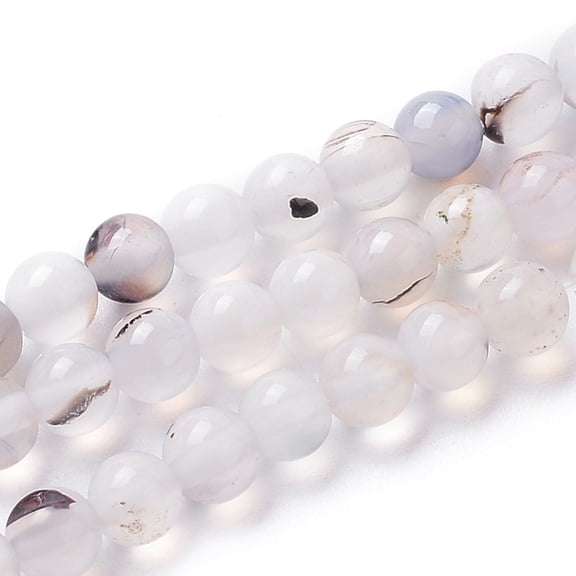 1Strand Natural Dendritic Agate Beads Strands Dyed Round WhiteSmoke 4mm Hole: 0.8mm about 92pcs/strand 14.8~15.1 inchDIY
