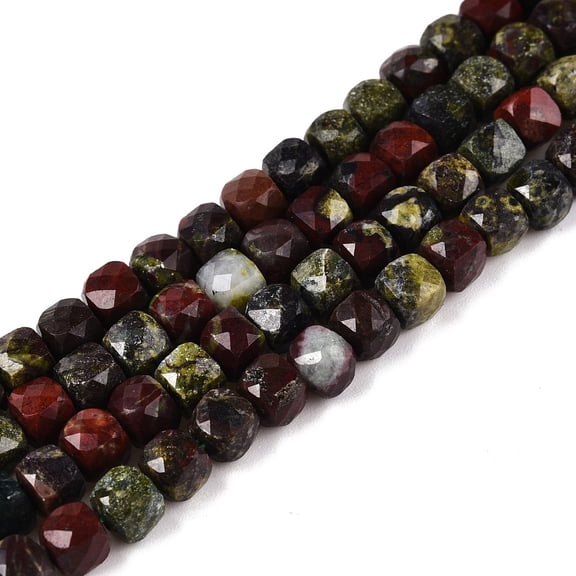 1Strand Natural Dragon Blood Beads Strands Faceted Cube 4~5x4~5x4~5mm Hole: 0.8mm 92~105pcs/strand 14.96~15.35 inch(38~39cm)