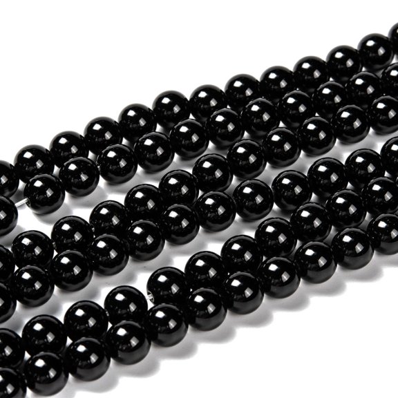 1Strand Natural Eyeless Obsidian Beads Strands Round 8mm Hole: 1mm about 46~49pcs/strand 14.8~15.3 inch