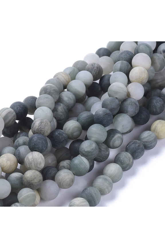 1Strand Natural Green Rutilated Quartz Beads Strands Frosted Round 8mm Hole: 1mm about 48pcs/strand 15.1 inchDIY