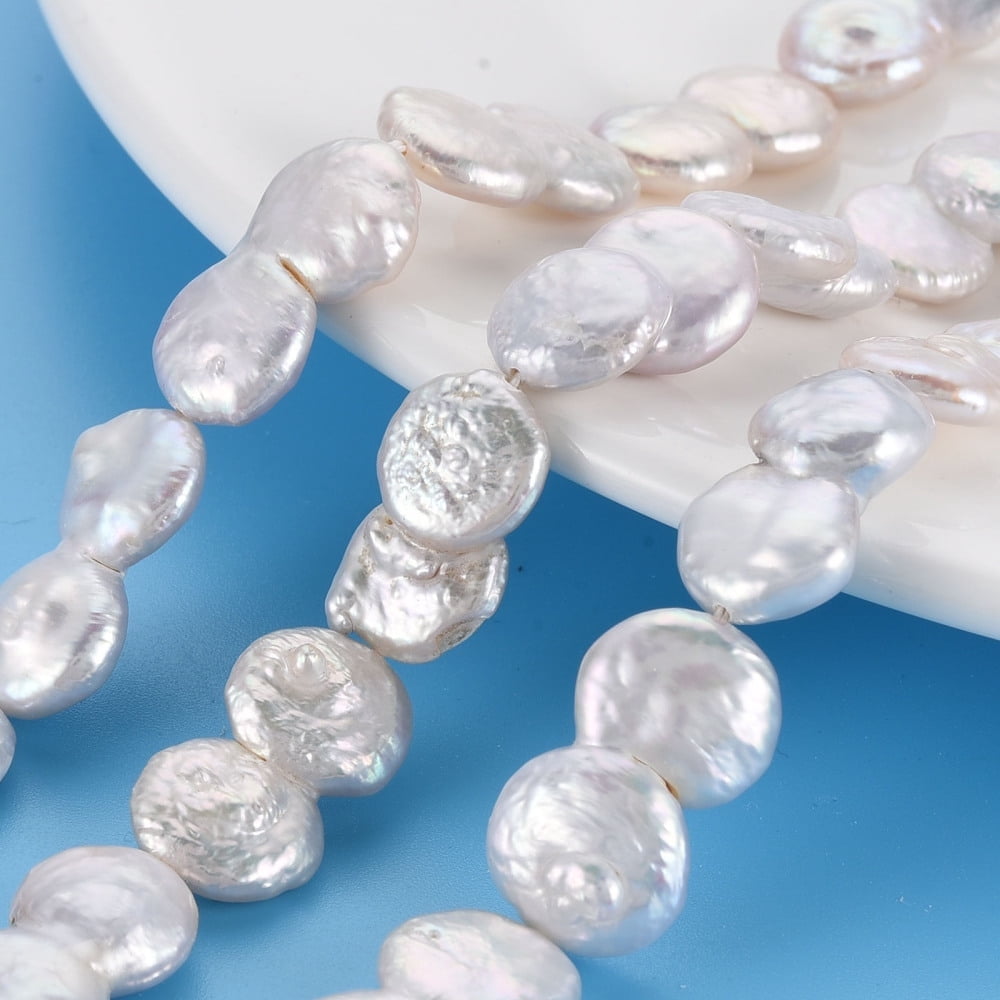 1Strand Natural Keshi Pearl Beads Strands Cultured Freshwater Pearl 8 Shape Seashell Color 17~22x11~13x4~8mm Hole: 0.6mm about 19~20pcs/strand 15.35 inch(39cm)