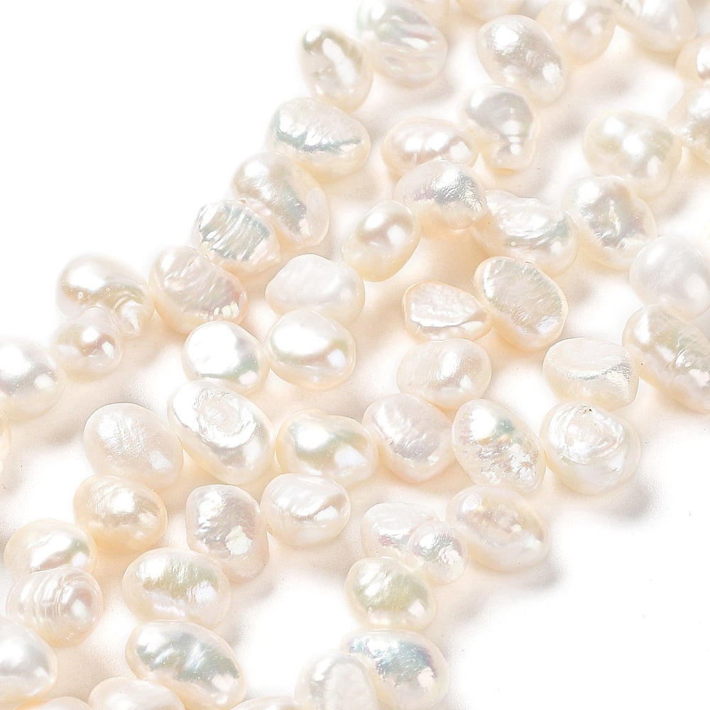 1Strand Natural Keshi Pearl Beads Strands Cultured Freshwater Pearl Grade 4A Baroque Pearls Rice White 7~10x5~6.5x4~4.5mm Hole: 0.7mm about 69~74pcs/strand 13.78''(35cm)