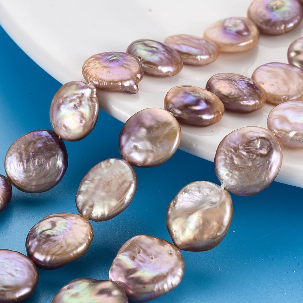 1Strand Natural Keshi Pearl Beads Strands Cultured Freshwater Pearl PeachPuff 12~15x12~14x4~8mm Hole: 0.6mm about 27~28pcs/strand