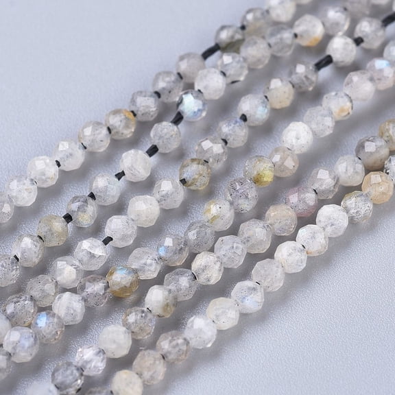 1Strand Natural Labradorite Beads Strands Round Faceted 2mm Hole: 0.5mm about 170~210pcs/strand 15.16~15.94 inch(38.5~40.5cm)