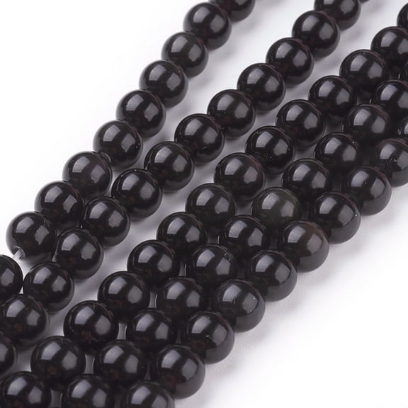 1Strand Natural Obsidian Beads Strands Round Grade AA Black And Colorful 6mm Hole: 1mm 65pcs/strand 15.7 inch