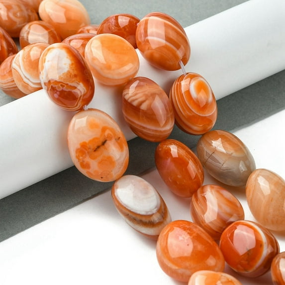 1Strand Natural Red Botswana Agate Beads Strands Oval 19.5~26x14~18.5x11~15mm Hole: 1.4~1.5mm 18~19pcs/strand 15.75~16.73 inch(40~42.5cm)