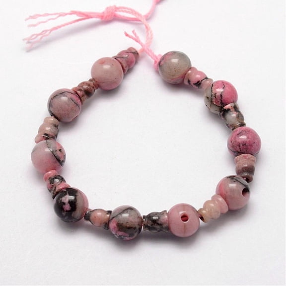 1Strand Natural Rhodonite 3-Hole Guru Bead Strands for Buddhist Jewelry Making T-Drilled Beads 16.5~18mm Hole: 2~3mm 2pcs/set 10sets/strand 6.5 inch