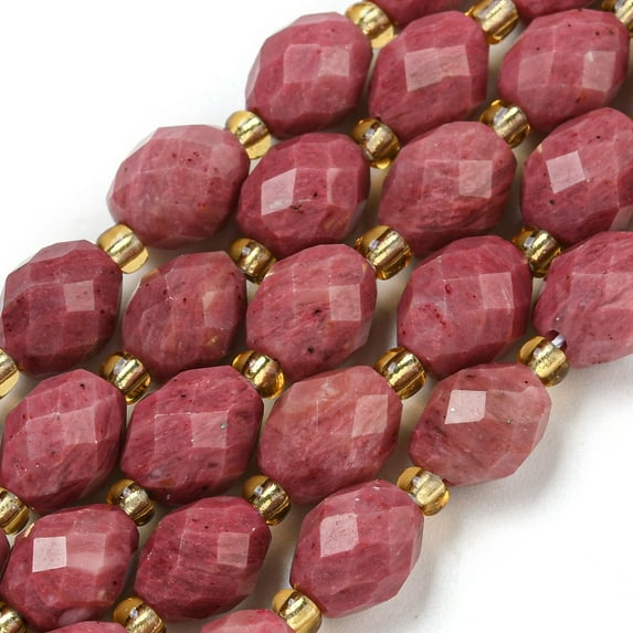 1Strand Natural Rhodonite Beads Strands Faceted Oval with Seed Beads 8~9x6~8mm Hole: 1~1.2mm about 36~38pcs/strand 14.96~15.35 inch(38~39cm)
