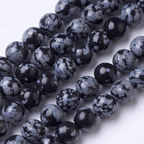 1Strand Natural Snowflake Obsidian Beads Strands Round 8mm Hole: 1mm 51pcs/strand 15.3 inch