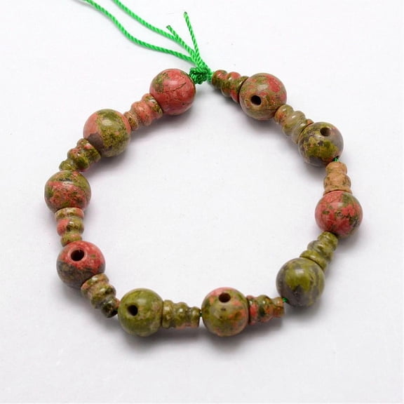 1Strand Natural Unakite 3-Hole Guru Bead Strands for Buddhist Jewelry Making T-Drilled Beads 16.5~18mm Hole: 2~3mm 2pcs/set 10sets/strand 6.5 inch