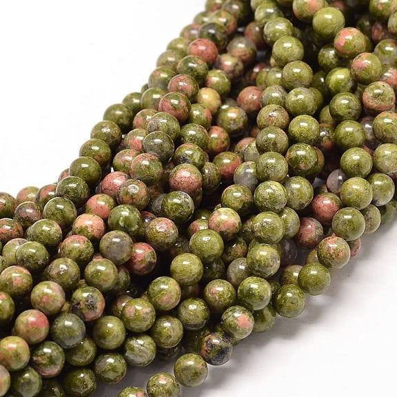 1Strand Natural Unakite Round Bead Strands Hole: 1mm