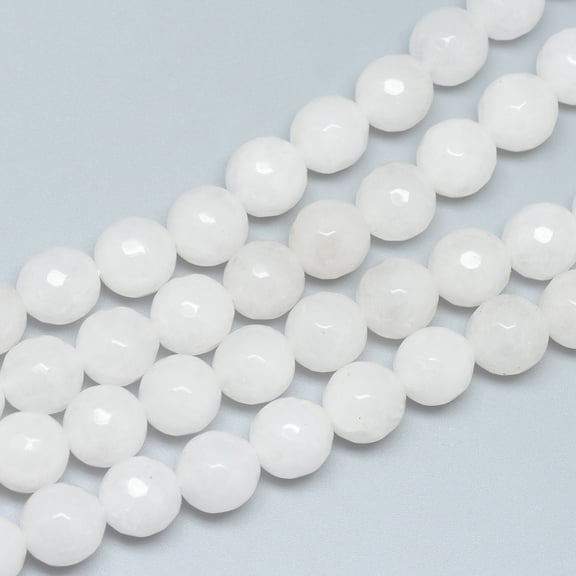 1Strand Natural White Faceted Round 8mm Hole: 1mm 45~47pcs/strand 14.4~15.2 inch