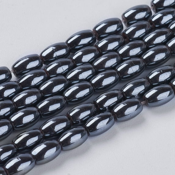 1Strand Non-magnetic Synthetic Hematite Beads Strands, Oval, Black, 5x3mm, Hole: 0.8mm, about 82pcs/strand