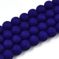 thumbnail image 1 of 1Strand Opaque Glass Beads Strands Frosted Round Dark Blue 8~8.5mm Hole: 1.5mm about 51~53pcs/strand 14.96 inch~15.55 inch(38~39.7cm), 1 of 4