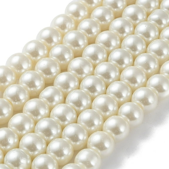 1Strand Pearlized Glass Pearl Round Beads Strands Creamy White 8mm hole: 1mm about 100pcs/strand 32 inch