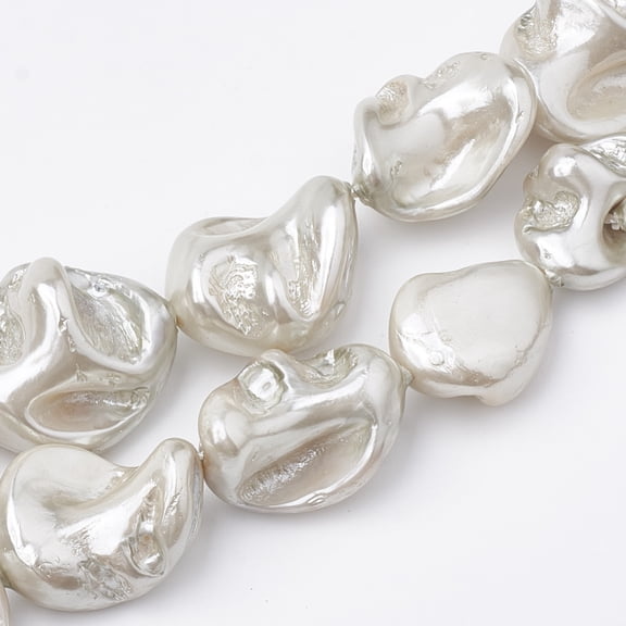 1Strand Shell Pearl Beads Strands Polished Nugget WhiteSmoke 15~25x10~26x5~16mm Hole: 1mm 18pcs/strand 14.96 inch